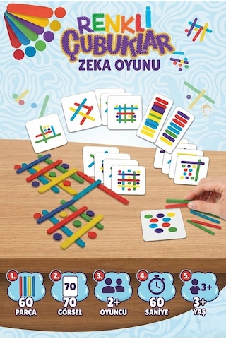 60 Parça Renkli Çubuklar Hızlı Olanın Kazandığı Zihinsel Gelişimi Destekleyen Akıl Ve Zeka Oyunu