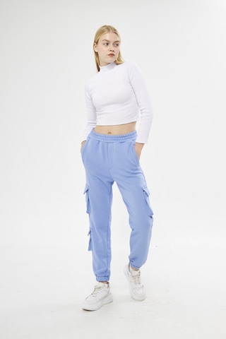 Unisex Regular Cepli Kargo Pantolon - Eşofman Altı Mavi