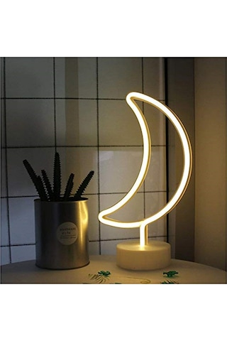 Ay Tasarımlı Neon Led Masa Ve Gece Lambası Sarı
