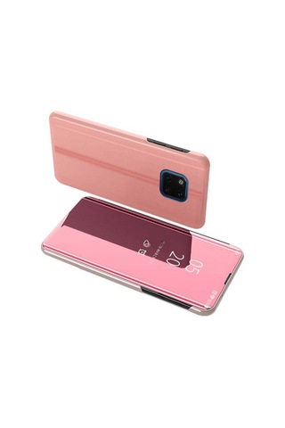 Huawei Mate 20 Pro Aynalı Kapaklı Lüx Kılıf Rose Gold