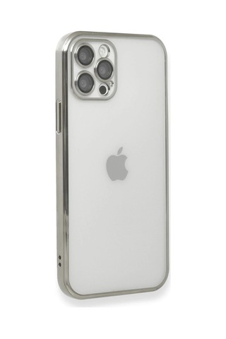Durukar Apple Uyumlu iPhone 12 Pro Max Kılıf Lensli Silikon - Gümüş