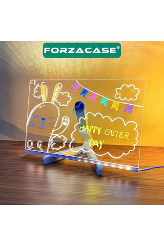 Neon Led Işıklı 20x30 Cm Yazı Çizim Tahtası + Stant + Kalem Fc994