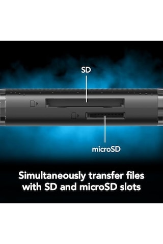 Çift Yuvalı Usb-a/c Okuyucu, 205mb/s&apos Ye Kadar Aktarım Hızı, Sd Ve Microsd Kartları Lrw310x-bnbng Destekler