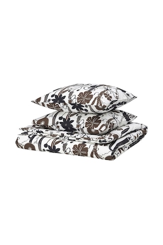 Ikea Lundskaftıng Çift Kişilik Nevresim Takımı 220 X 240 Cm Beyaz - Siyah - Kahverengi Çok Renkli