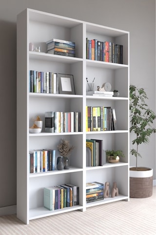 Classy 103musab 10 Raflı 2 Parça Arkalıklı Kitaplık Çok Amaçlı Dolap Beyaz