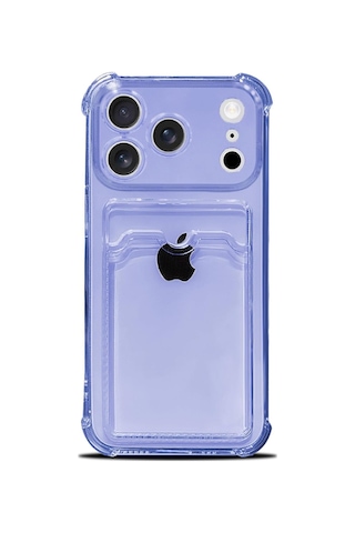 Teknomoda Apple Uyumlu iPhone 17 Pro Max Kılıf Kartlıklı Anti Şok Korumalı Şeffaf Silikon Lila Lila