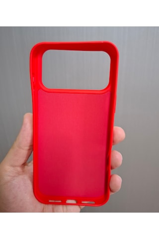 Apple Uyumlu iPhone 17 Pro Max Logolu İçi Kadife Silikon Lansman Kılıf Kırmızı