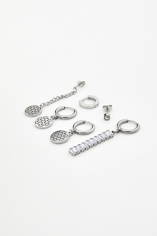 Sallantili Altili Set Küpe Gümüş