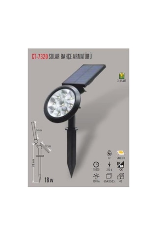 Ct-7320 Solar 18w Bahçe Aydınlatma Amber Renk Genel