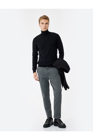 Koton Cep Detaylı Düğmeli Slim Fit Kumaş Pantolon Antrasit 6wam40005hk Antrasit