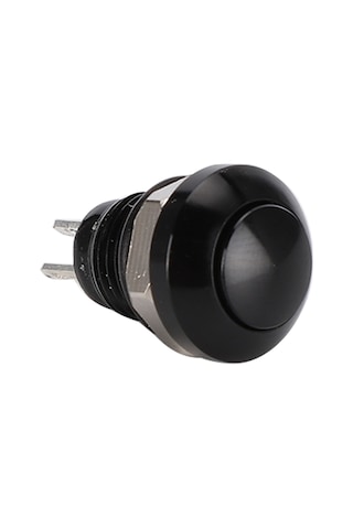 Kosona 8mm Mini Otomobil Butonu - 24v 1a Su Geçirmez Ip65 - Zink-alüminyum - Siyah - Anlık Tetikleyici