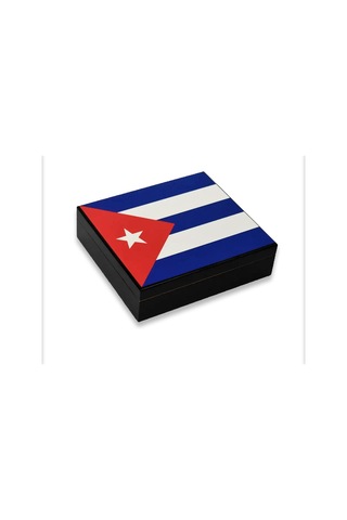 Cuban Flag Desen Puro Kutusu Humidor İçi Magnetli Siyah 20s