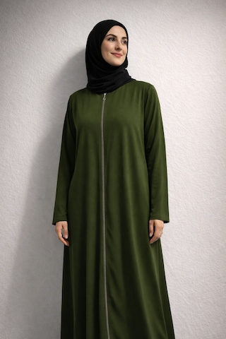 Bilenler Fermuarlı Viskon Namaz Elbisesi /ferace Yeşil