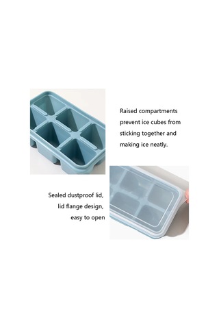 Jeehugo Yeşil Gıda Seviyesi Silikon Buz Kalıbı 6 Hücreli, Kapatıcılı, Sabit Tabanlı, Kolay Buz Çıkarımı, Dondurucu Saklama Gereci Çok Renkli