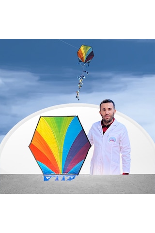 Kumaş Çerçeveli Altıgen Uçurtma - Rengarenk