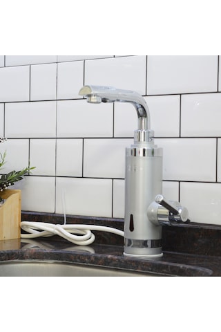 Elektrikli Sıcak Musluk Ani Su Isıtıcı Termal Şofben Musluk Asg5s GÜMÜŞ