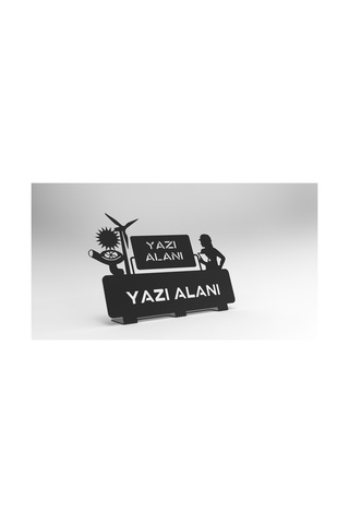 Kişiye Özel Hediyelik Elektrik Elektronik Mekatronik Tasarımlı Metal Masaüstü İsimlik Siyah