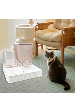 Suntek Otomatik Kedi Tiryakisi Besleyici Pet İçme Kasesiz-beyaz