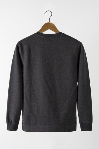Terapi Men Erkek Antrasit Bisiklet Yaka Basic Düz Sweatshirt Antrasit