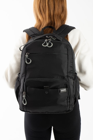 Sanmorris Unisex Çok Bölmeli Suya Dayanıklı Paraşüt Kumaş Laptop Bölmeli Ve Günlük Sırt Çantası 6027 Siyah