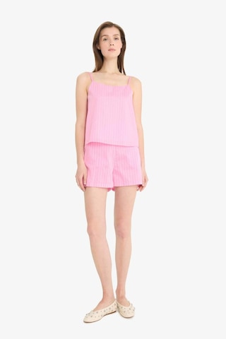 Defacto Afra x DeFacto Regular Fit Kare Yaka Çizgili Modal Askılı Bluz F0397AX25SP Pembe