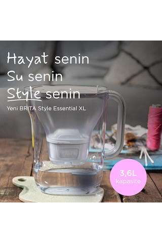 Brıta Style Essential Xl 1 X Maxtra Pro Pure Performance Filtreli Su Arıtma Sürahisi Kum Beji 3,6l