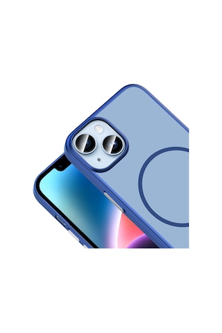 Apple iPhone Uyumlu 13 Kılıf M-safe Şarj Özellikli Zore Lora Pc Kapak - Lacivert