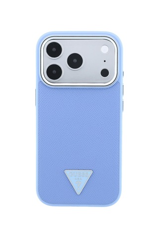 Apple iPhone Uyumlu 18 Pro Max Kılıf Guess Lisanslı M-safe Özellikli Grained Triangle Kapak Açık Mavi