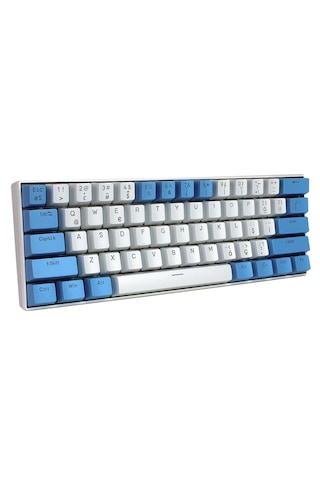 H61k Mini Mekanik Kablolu Gaming Oyuncu Klavye Türkçe Q Blue Switch 12 Ad Rgb Led Işık Modlu 61 Tuşlu