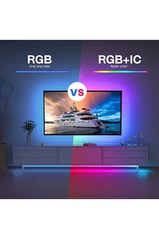 Ulzyvf Uzaktan Ve Uygulama Kontrollü Rgb Led Şerit Işıklar - 12 Led/metre, Parlaklık, Zamanlayıcı Güçlü Modu
