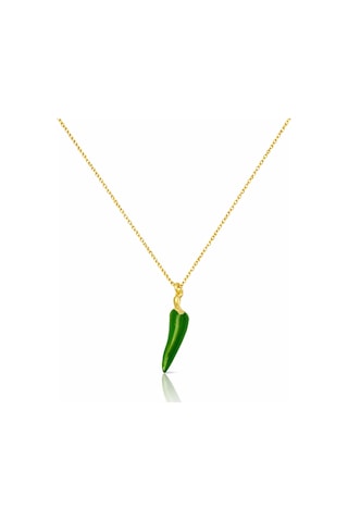Çekirdekjewelry 925 Ayar Gümüş Yeşil Biber Kolye Yeşil