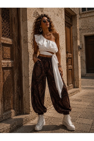 Na Addesıgn Wrap Ruffle Crop Bağlama Detaylı Tek Fırfır Tasarım Bluz Siyah Ve Beyaz Renk Seçeneği