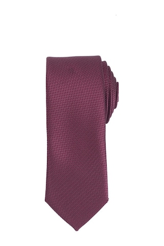 Tudors İnce Kendinden Desenli Erkek Kravat - Bordo