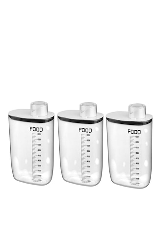 3 Lü Çok Amaçlı Erzak Kabı 2100 Ml Beyaz