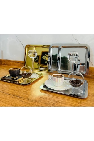 Bimote 3 Gold Kare 3 Gümüş Sunum Tepsi