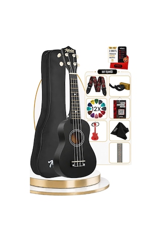 Midex UKX-901BK Siyah Soprano Ukulele (Askı Çanta Metod Pena)