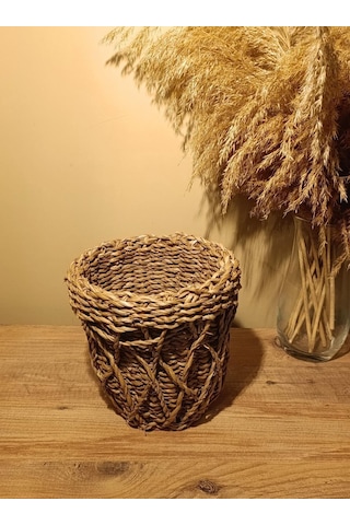 Hasır Kalın Örgü Dekoratif Tasarım Saksı