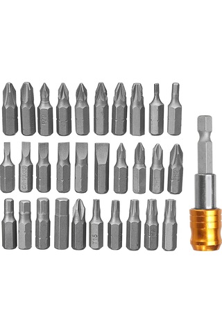 Ccgloball 31 Adet Tornavida Manyetik Matkap Ucu Seti Vida Güvenlik Torx Hex Shank Crv Çelik