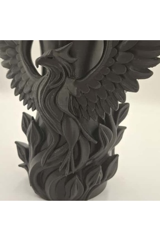 Anka Kuşu 3d Beyaz Vazo Siyah
