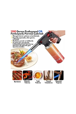 1300 Derece Orijinal Pürmüz Çakmak St-818 Kamp Gazı Ve Çakmak Gazı Uyumlu Siyah