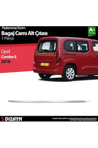 S-Dizayn Opel Combo E Krom Bagaj Camı Alt Çıtası 2018 ve Üzeri