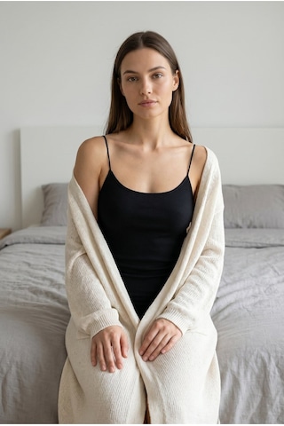 Aura Collections Kadın Pamuklu Slim Fit Askılı Atlet Yumuşak Soft Örme Basic İç Giyim Vücuda Oturan Siyah