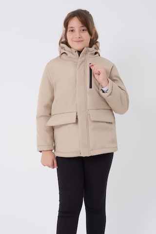 Kız Çocuk Taş İçi Kürklü Su Ve Rüzgar Geçirmez Kapüşonlu 3 Cep Kışlık Mont & Kaban & Parka Taş