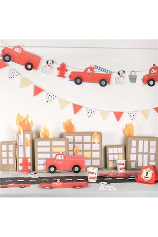 Meri Meri - Firefighter Hats - İtfaiyeci Şapkaları - 8'li Çok Renkli