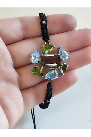 Çeşitli Doğal Taş Gümüş Bileklik 298 Gümüş