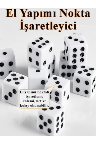 Tavla Zarı 10 Adet Beyaz Zar Akrilik 8.5 Mm Masa Oyunu Kırmızı Siyah Noktalı Beyaz Oyun Zarlar
