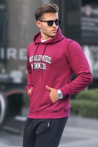 Madmext Bordo Baskılı Kapüşonlu Sweatshirt 6149-bordo Bordo