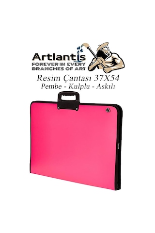 Pembe Resim Çantası Fermuarlı Kulplu 37x54 Cm 1 Adet Teknik Resim Dosya Çantası 35x50 Cm Askılı Proje Çantası Okul Sınıf