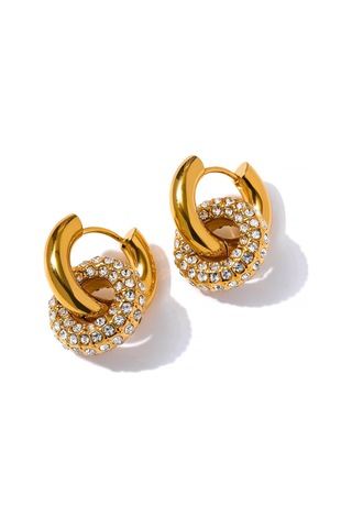 Eetit Narin Parlak Kübik Zirkonya Yuvarlak Paslanmaz Çelik 18 K Altın Rengi Huggie Hoop Küpe Yüksek Kalite Charm Takı Hediye Çok Renkli