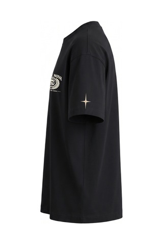 Black Nova Oversize Baskılı Unisex Tişört Oxford Club Black Siyah